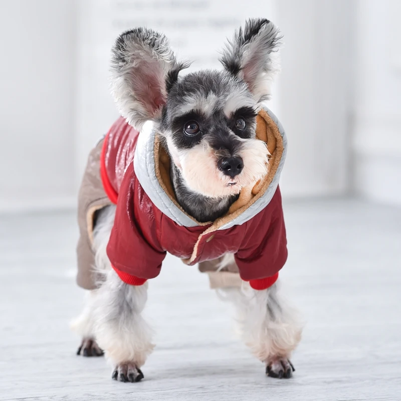 Яркие Кожаные Роскошные комбинезоны для собак Зимние парки пожилых Пуховые