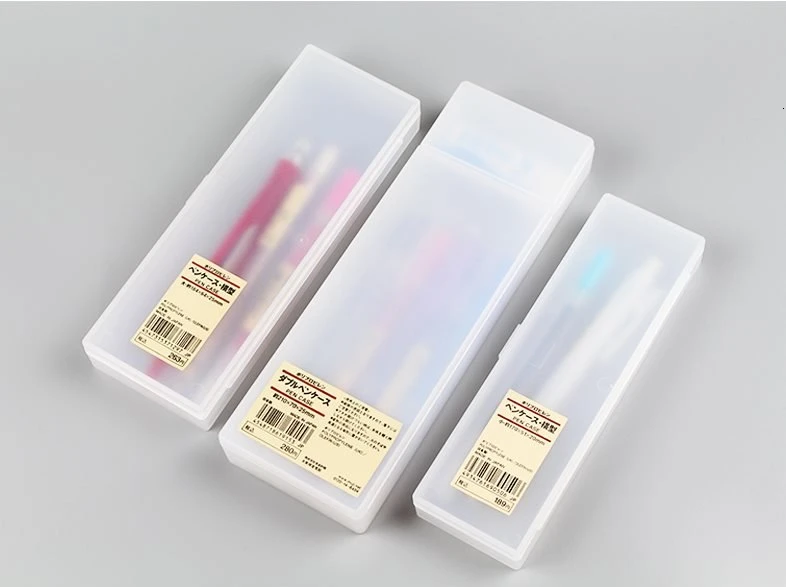 1 шт. MUJI простой прозрачный скраб пенал матовый пластиковый пенал коробка для хранения ручек набор канцелярских принадлежностей