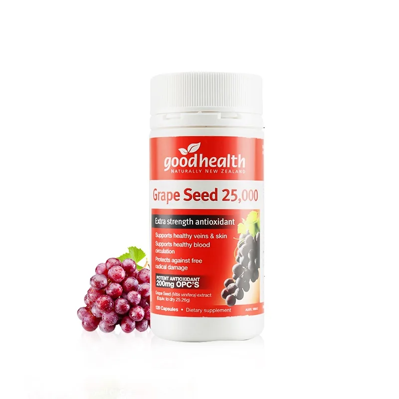 

NewZealand Good Health Grape Seed OPCs Collagen 25000mg 120capsule Women Health supplement Healthy Skin Veins Blood Circulation