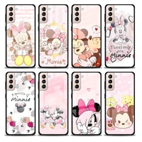 pink disney minnie tempered glass cover for samsung galaxy s21 plus ultra m21 m31 m51 a52 a72 phone case coque