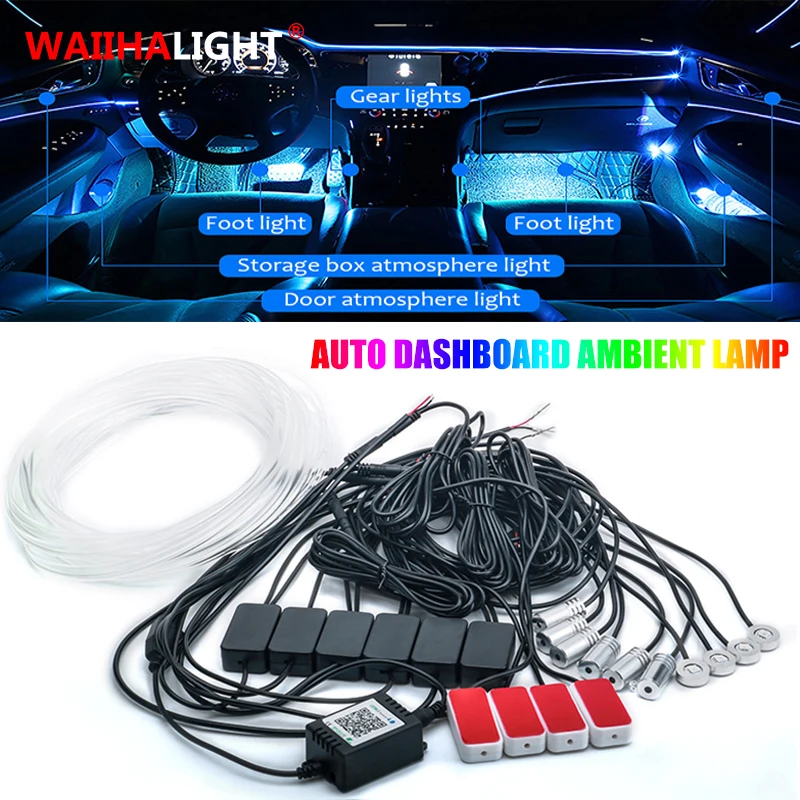 

Car Interior Led RGB Ambient LED with Interior decoration car fiber optic strip light by App Control decorative atmospher lamps