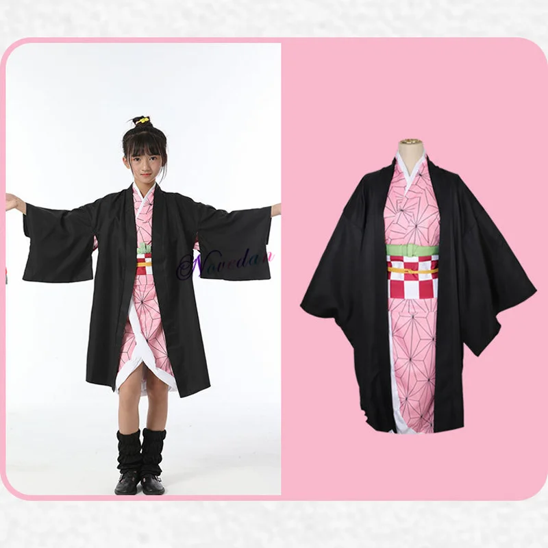 

Adult Kids Anime Demon Slayer Kimetsu no Yaiba Tanjirou Kamado Nezuko Zenitsu Shinobu Cosplay Women Kimono Cosplay Costume Wig