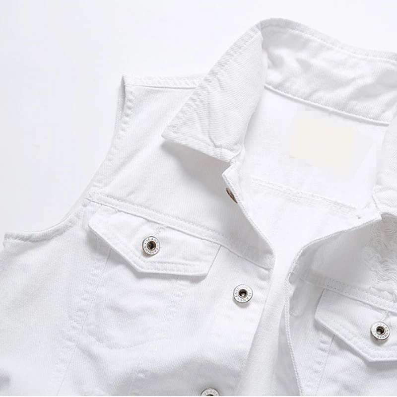 2019 винтажный дизайн мужской джинсовый жилет белого цвета без рукавов