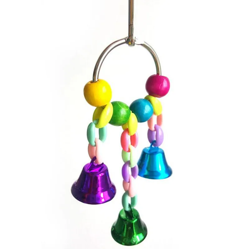 

Parrot Toys Bird Hanging Toy With Colorful Beads Bell Chain Pet Bird Parrot Chew Bite Toy Bird Cage Accessories Bird Hanging Toy