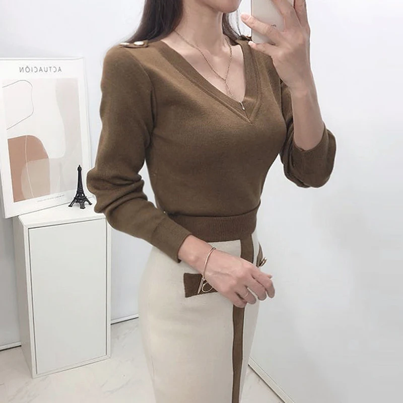 

Long-Sleeved Pullovers Knitted 2 Piece Sets 2020 Winter Runway Elegant Suit Skirt Two Piece Set Women Sweater Skirts Suits