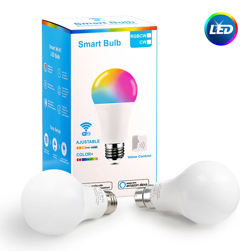 умный светильник wifi для дома Google/alexa echo дом e27/e14/b22 светодиодный светильнк 10w RGB