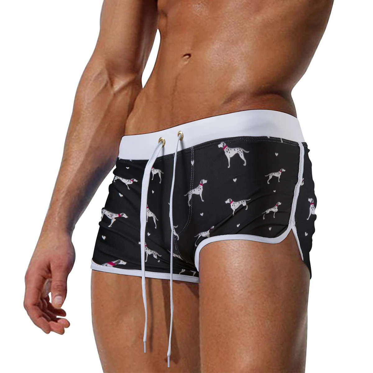 

New Men's Swimming Trunks European And American Fashion Beach Shorts Personality Pocket Swimming Trunks Summer Beach Surf Sport