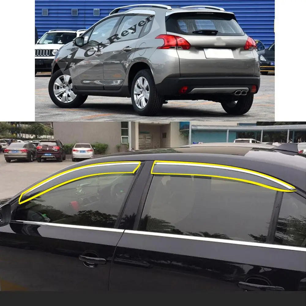 

Car Body Styling Sticker Plastic Window Glass Wind Visor Rain/Sun Guard Vent Awnings For Peugeot 2008 2014-2019