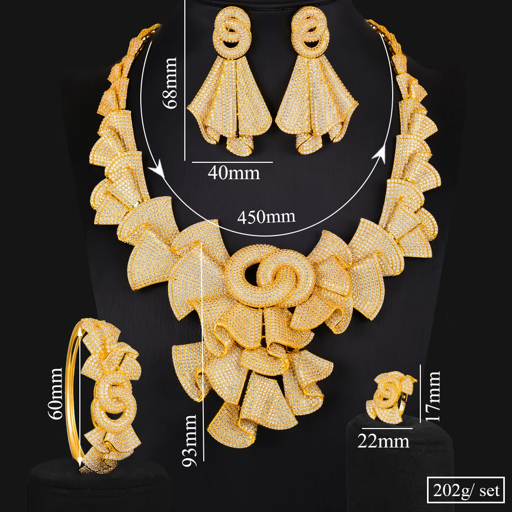 

missvikki High Quality 4PCS BIG Luxury France Africa Jewelry Set For Women Wedding Party Cubic Zirconia Dubai Bridal Jewelry