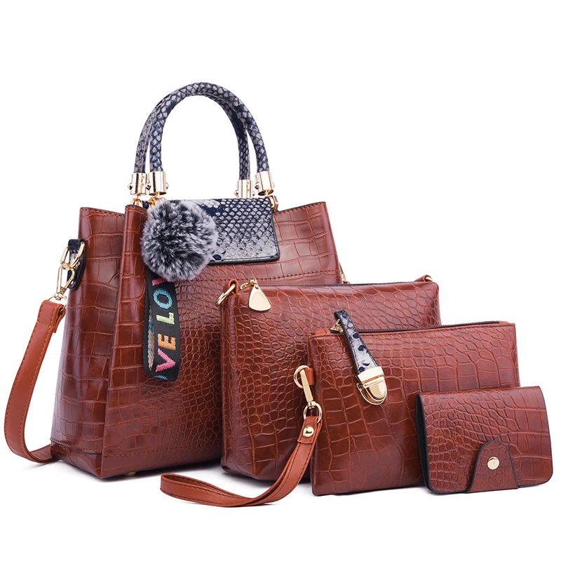 

Ceossman Women's Handbag PU leather Shoulder bag designer Luxury 2021 4 PCS Crossbody Clucth Purse Wallet Ladies Shoulder bag