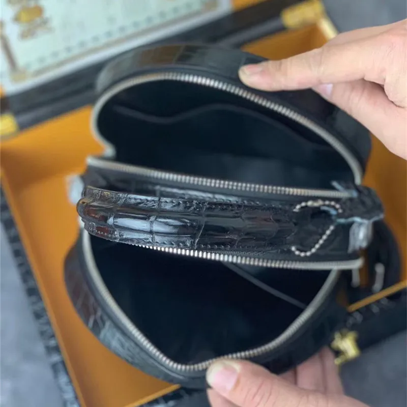 Женский маленький круглый кошелек из натуральной крокодиловой кожи|Сумки с