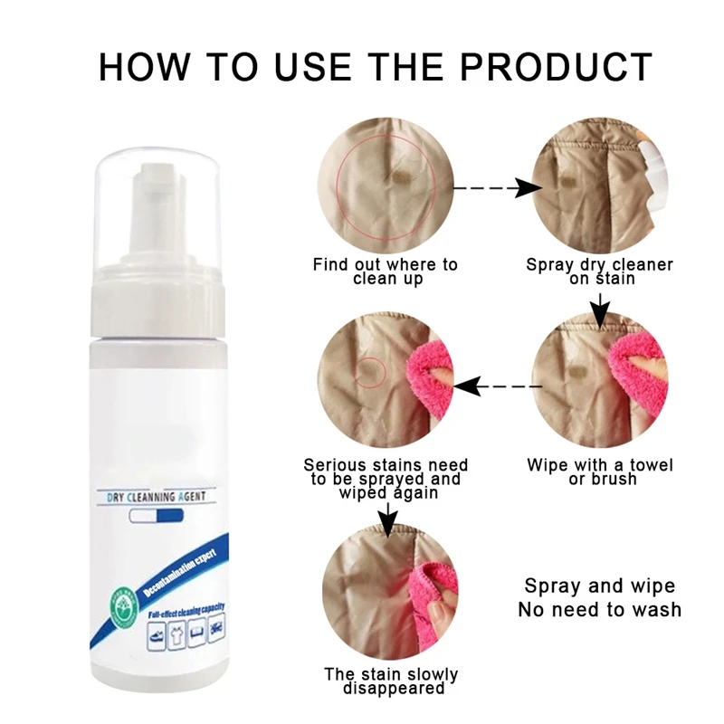 Wash Free Down Jacket Filled Cleaner Spray Dry Cleaning Agent Clothes Carpet Curtain Mattress | Дом и сад