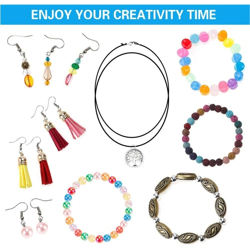 

2062Pcs Jewelry Making Supplies Kit with Assorted Beads Charms Findings Wire Cord Pliers for Necklace Bracelet Earrings DIY