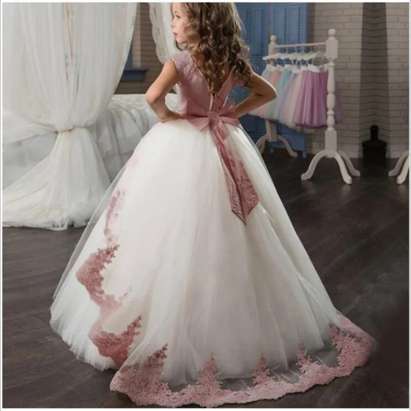 PLBBFZ Summer Girls Dress White Red Kids Christmas Clothes Children Long Princess Party Wedding Clothing 10 12 Years Vestidos | Детская