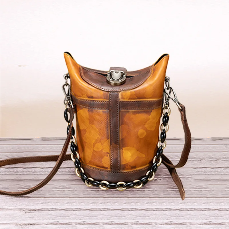 

2021 retro female bag Chinese style retro handmade drip-painted one-shoulder messenger large-capacity ladies bag