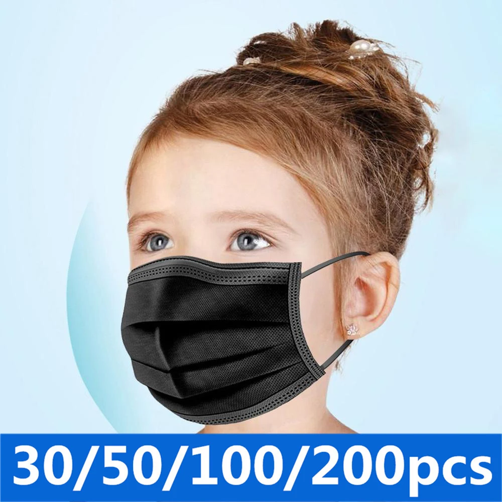 

50/100pcs Disposable Children Mask Non Wove 3 Layer Ply Filter Face Mouth Mask Breathable Anti-Dust Meltblown Cloth Kids Masks