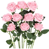 10pack white pink artificial rose branch fake silk flower blossom bridal bouquet for wedding party home valentines day decor