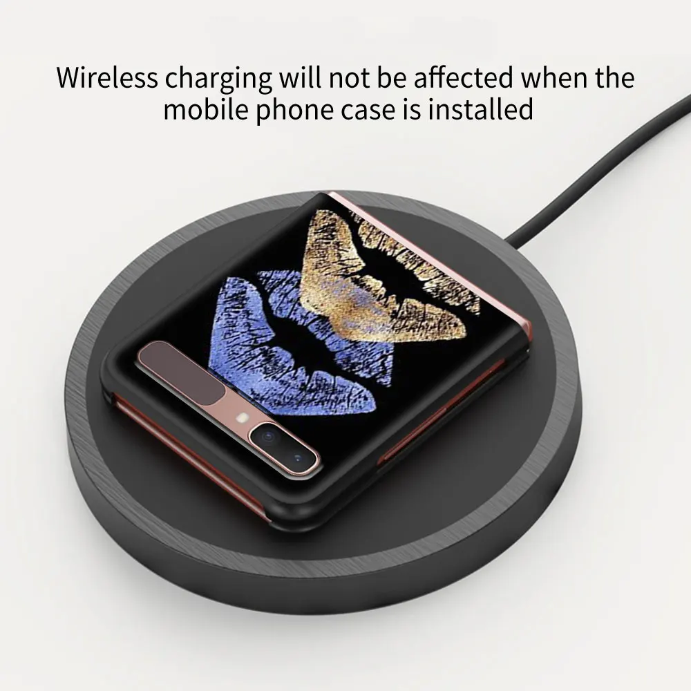 

Luxurious Lipstick Kiss Black PC Hard Cover For Samsung Galaxy Z Flip 5G Foldable Phone Case ZFlip 6.7" Fold Shell Coque Capa