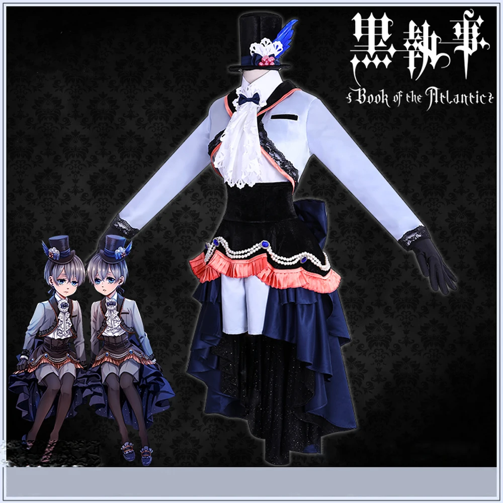 VEVEFHUANG Черный Дворецкий Ciel Phantomhive костюм для косплея Близнецы Готическая Униформа