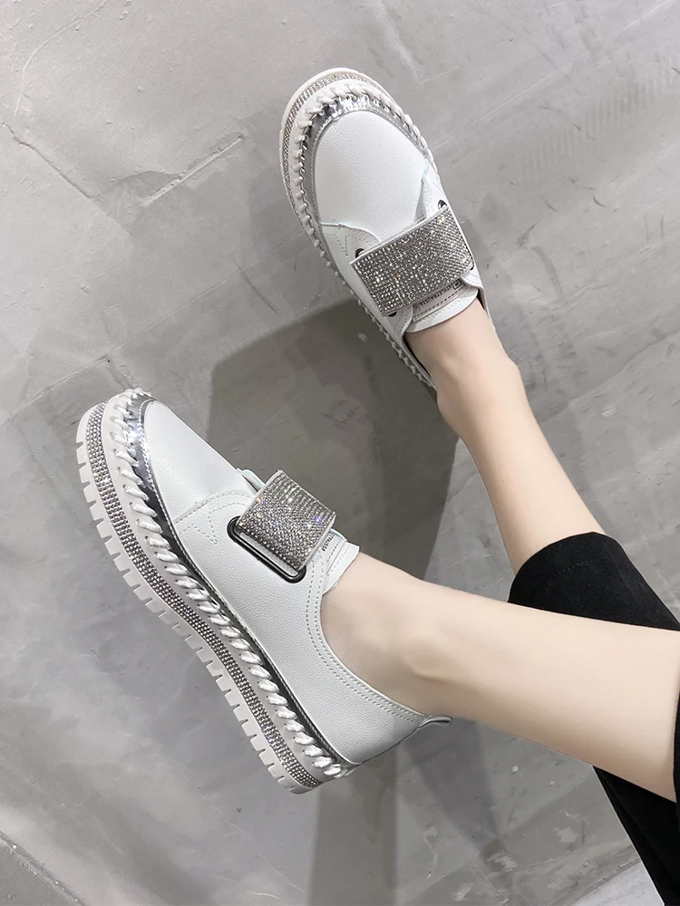 

Pumps Women's 2021 New Spring Women's Shoes Versatile Platform Flat Light Diamond Velcro Slip-on Lofter Loafers
