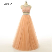 yunuo 2021 two piece orange long prom dresses special occasion beaded lace vestidos formal evening party gowns custom made