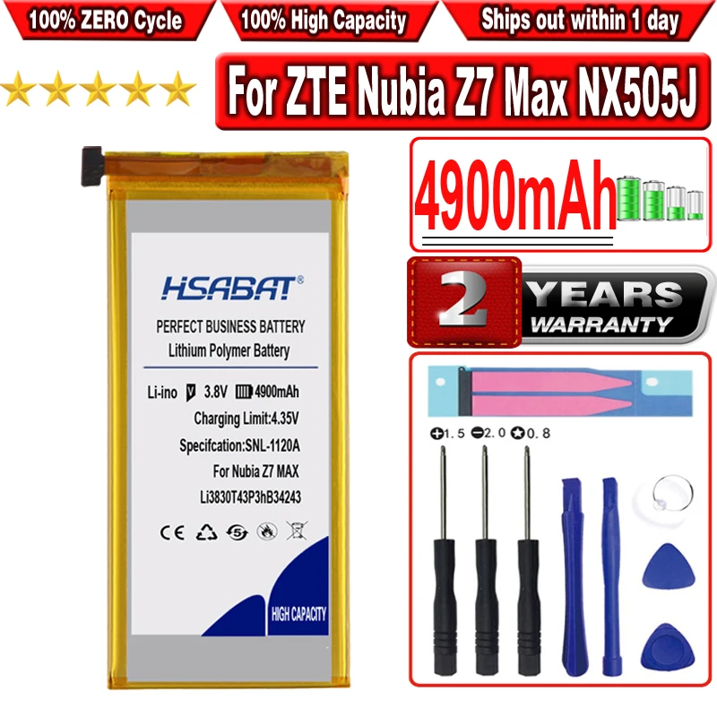 

Аккумулятор HSABAT 4900 мАч Li3830T43P3hB34243 для ZTE Nubia Z7 Max NX505J Z7max