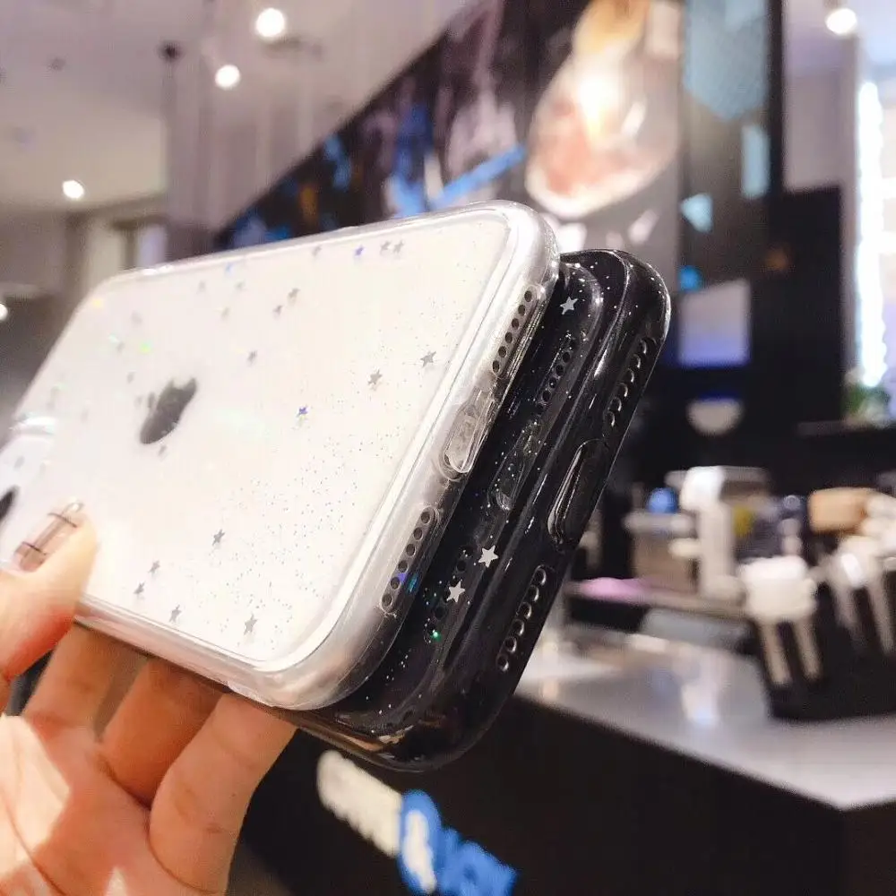 Прозрачный мягкий чехол LOVECOM из ТПУ для iPhone 11 Pro Max XR XS 6 6S 7 8 Plus блестящий