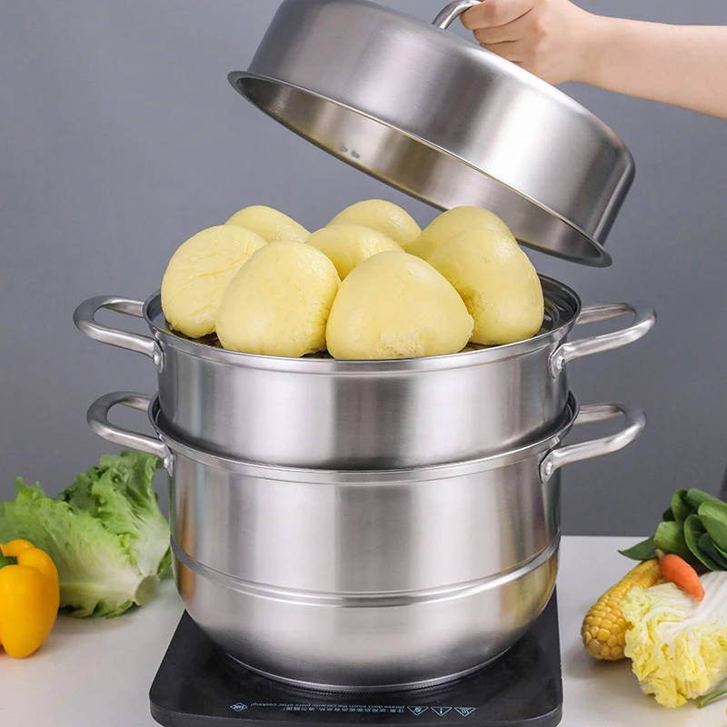 

304 Stainless Steel Steamer Dim Sum Dishes Fish Steamer Rack Pot food Steamer thickened large steamer steamed Cookware steam pot