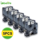 5 упаковок 18444, черныебелые виниловые этикетки для DYMO Rhino IND, Рино 12 мм лента для маркировки, промышленный картридж, винил для принтера этикеток