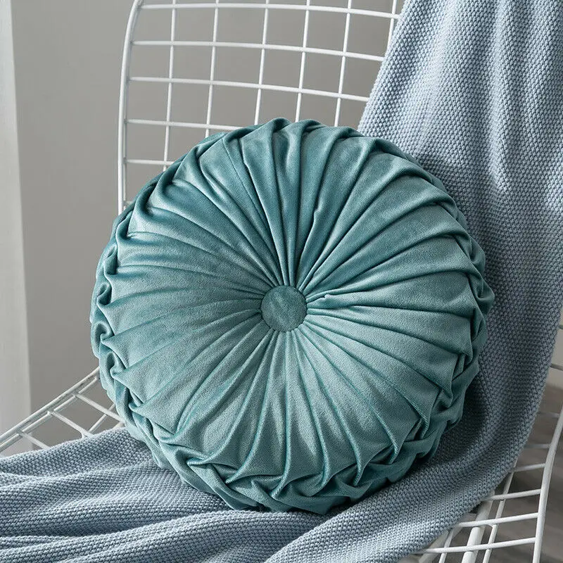

Fashion Velvet Pleated Round Floor Cushion Pillow Pouf Soft Comfortable Throw Home Sofa Decor
