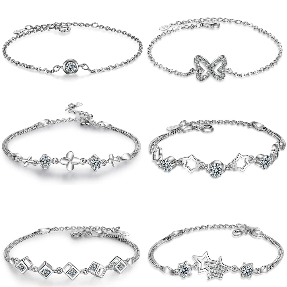 Новые браслеты из стерлингового серебра 925 пробы для женщин браслет с квадратным