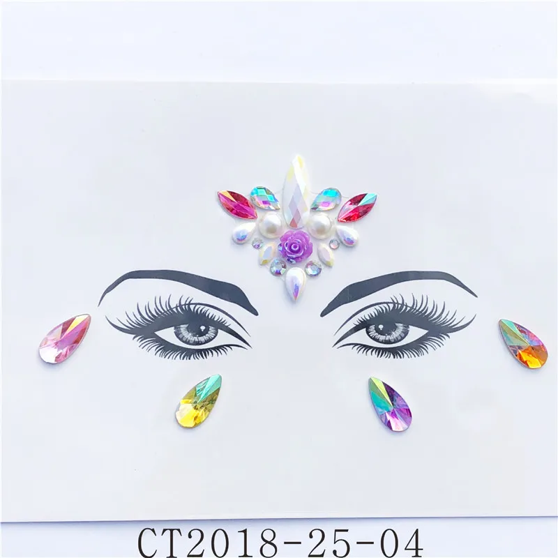 Women DIY Face Stickers Acrylic Eyebrow Stick Drill Colorful Rhinestone Crystal Sticker Environmental Resin | Дом и сад