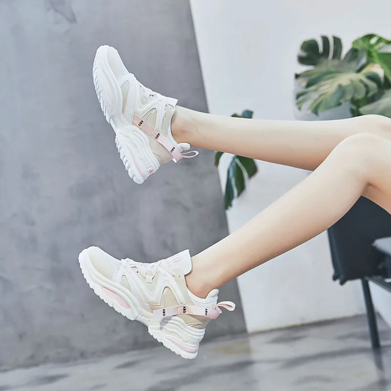 White Pink Лидер продаж, мужская уличная спортивная обувь унисекс, мужские спортивные кроссовки, пара, женская обувь для бега, дышащая сетка, кроссовки для тренировок, прогулочная обувь, 35-48 - Цвет: White Pink