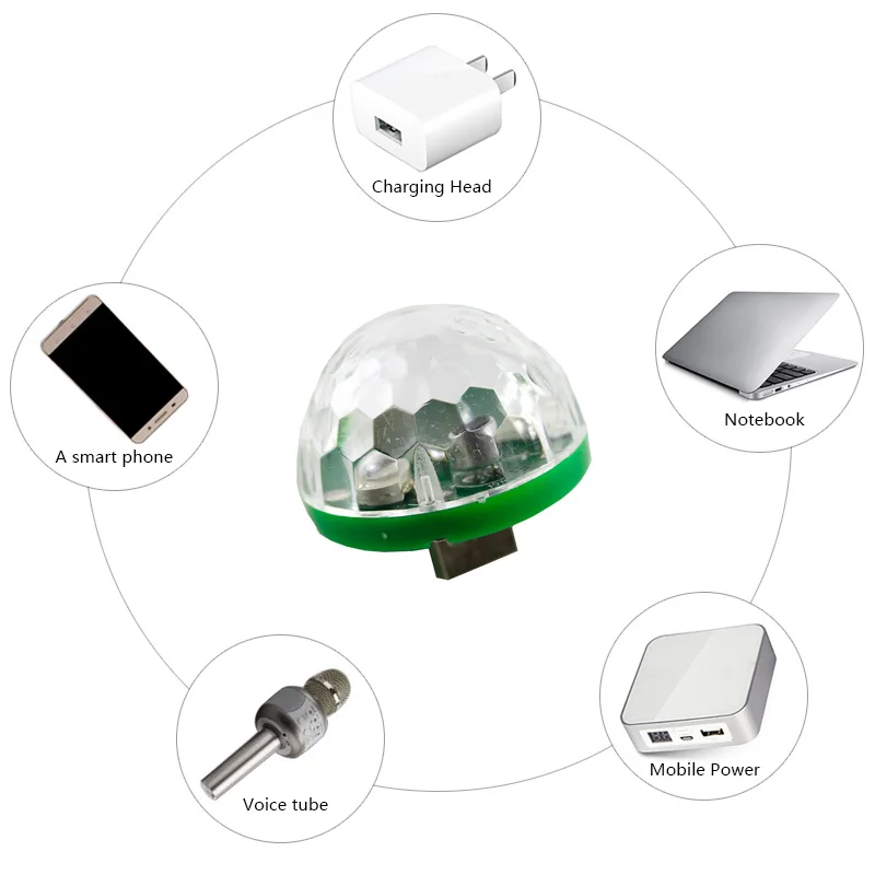 YUNFA USB LED Disco DJ Stage Car Light Portable Family Party Ball Colorful Strip Club Effect Mobile Phone Ligh | Освещение