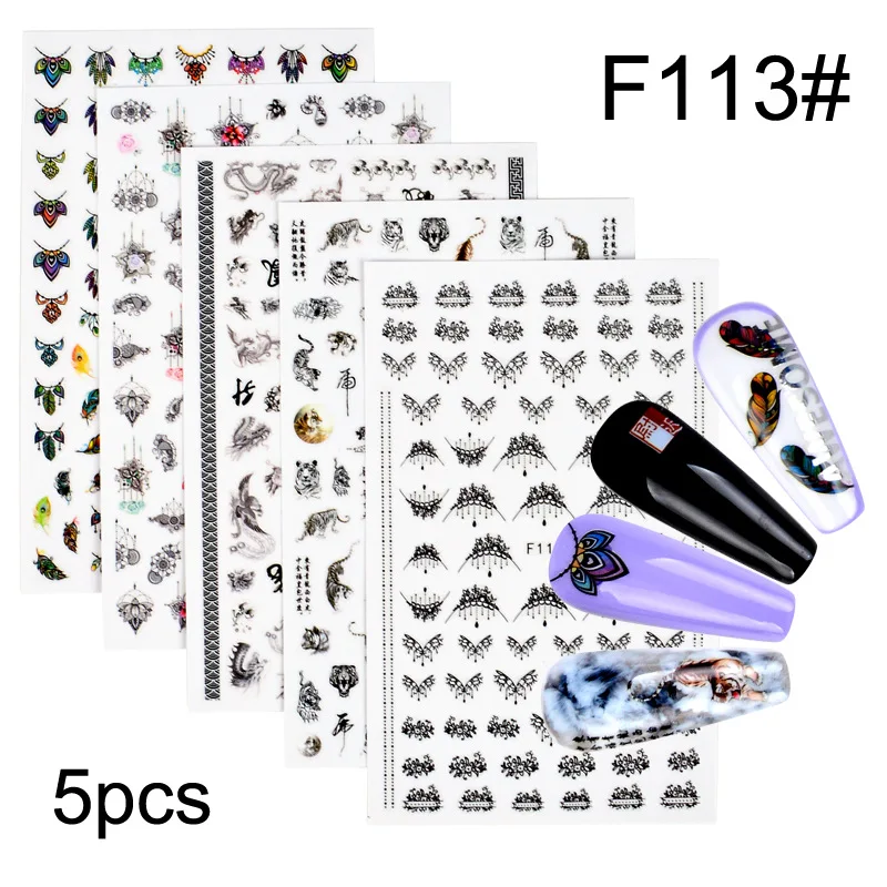 

5 PCS Nail Stickers Dried Flowers Lavender Nail Decals Nail Decoration Nail Supplies Nail Stickers Designer Nail Studio