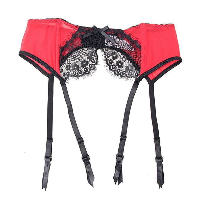 Кружевной сексуальный подвязочный пояс красный черный спандекс Женский