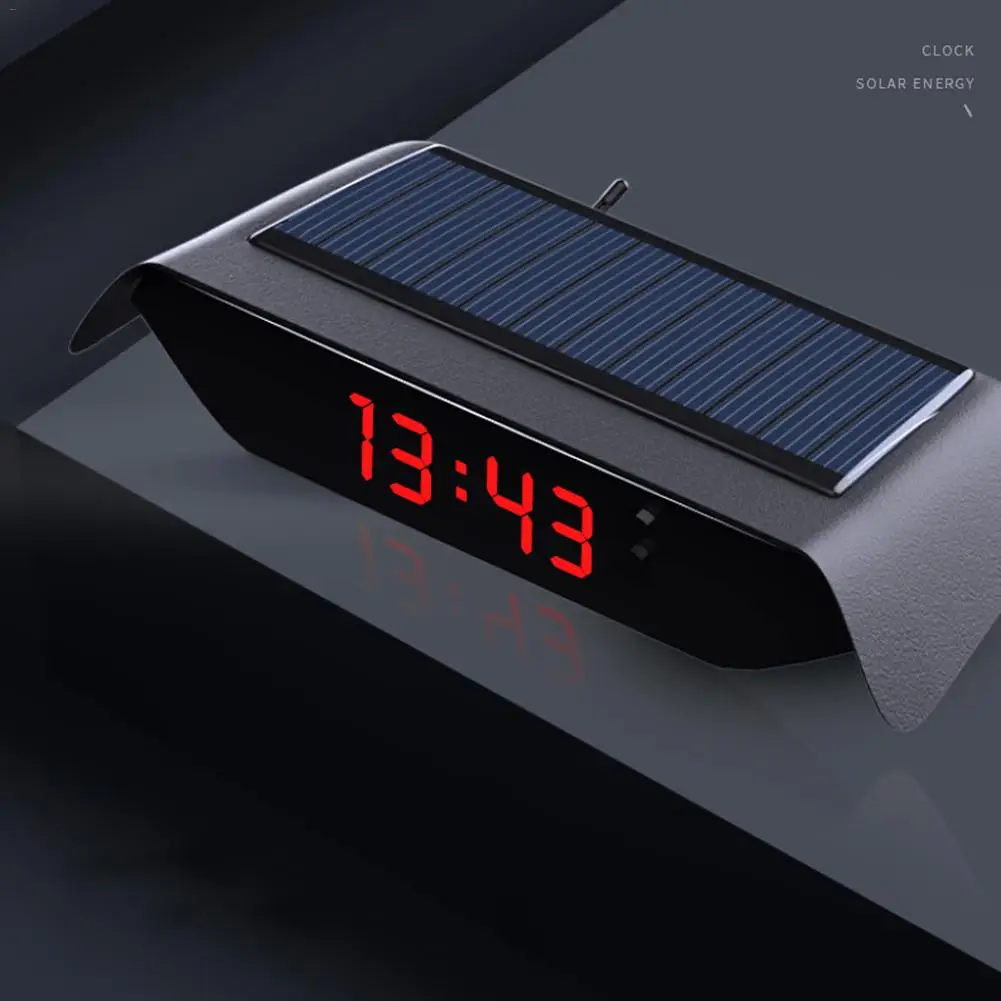 

4 In 1 Car Solar ClockThermometer Luminous Date Free Wiring USB Charging High-precision Car Electronic Watch Temperature Monitor