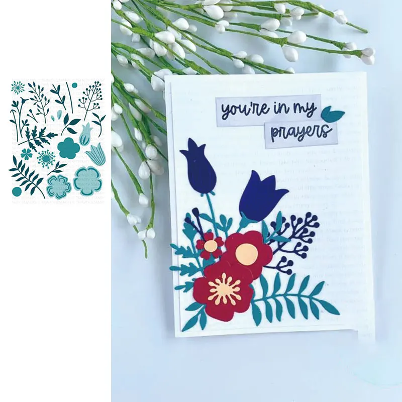 

2021 Beautiful Flowers And Plants Metal Cutting Dies Scrapbook Diary Decoration Stencil Embossing Template DIY Make Albums