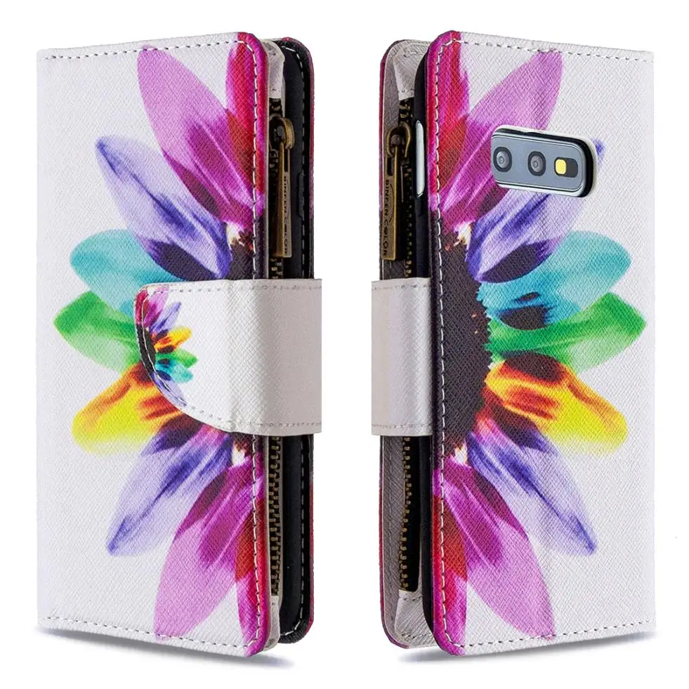 

For Samsung Galaxy M80s M60s M11 M10 M10s Fashion Painted Pattern Leather Case Lanyard Zipper Bag Wallet Card Holder Phone Cover
