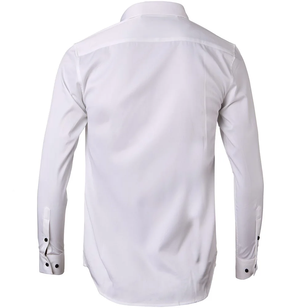 Men's Long-sleeve Business Banquet Shirt Stretch Casual Slim Solid Shirt