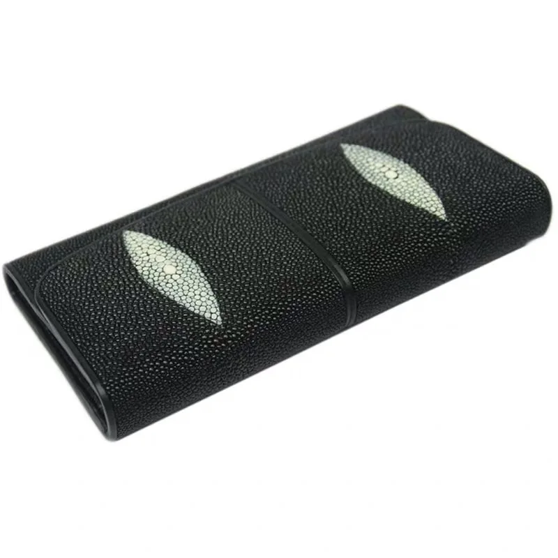 Кошелек унисекс из натуральной кожи стильный длинный кошелек тройного сложения