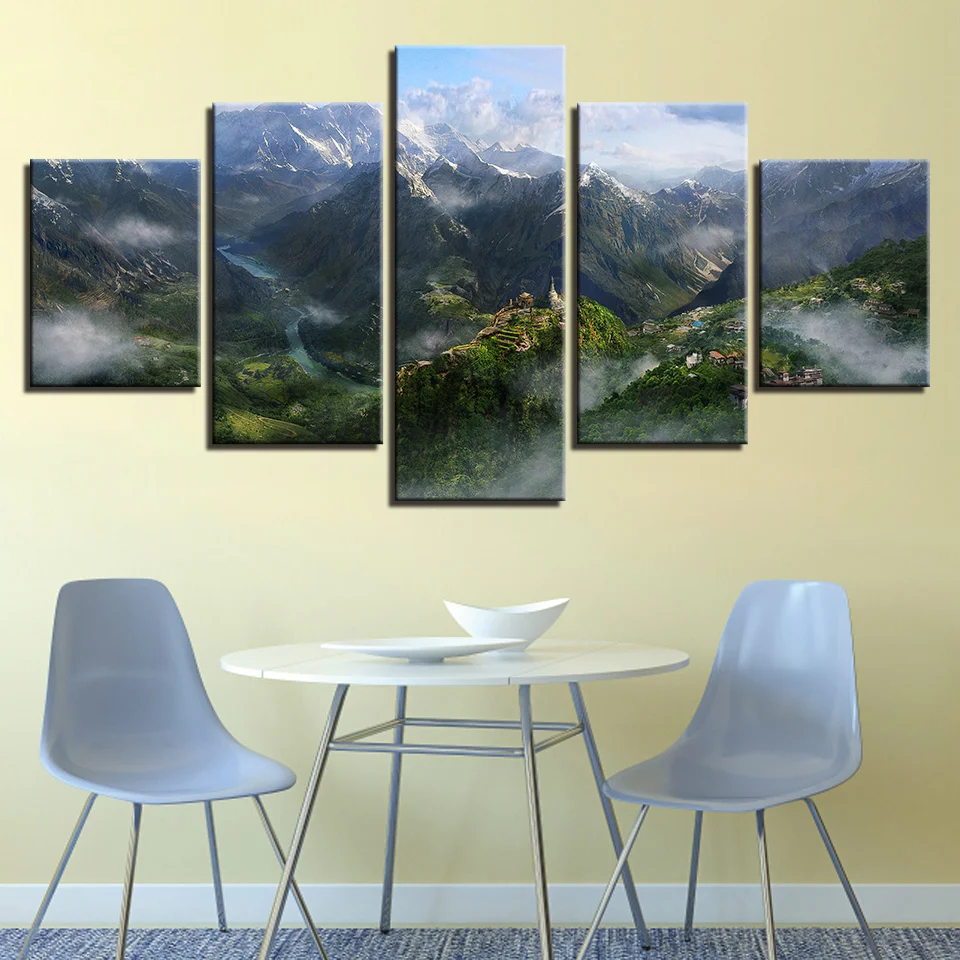 

Wall Art Canvas Paintings HD Prints Pictures Modular For Living Room 5 Pieces Mountain Scenery Home Decor Game Posters Framework