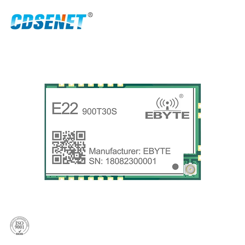 

SX1262 LoRa Module 868MHz 915MHz 30dBm SMD Wireless Transceiver E22-900T30S IPEX Stamp Hole 1W Long Distance TCXO Transmitter