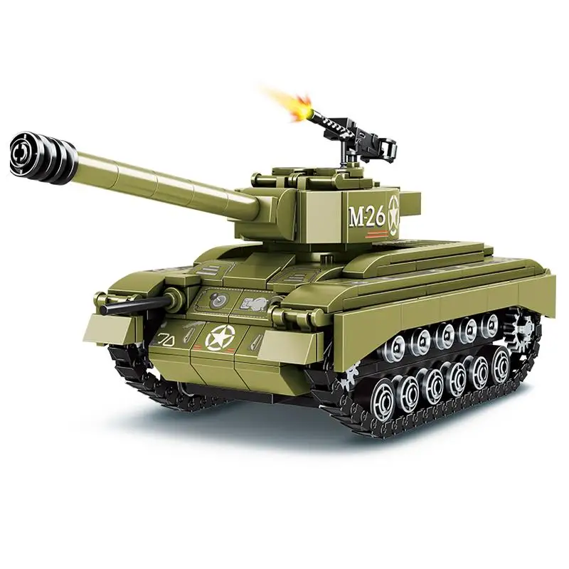 

World War II Military Series M26 Heavy Tank Armored Vehicle Model Soldier Building Blocks Bricks Toys Gifts