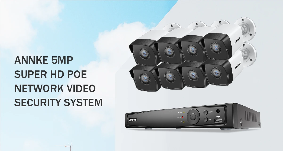 ANNKE 5MP H.265+ Супер HD PoE сетевая система безопасности видео 8 шт. 4 мм объектив IP67 наружные ip-камеры с питанием по PoE Plug& Play PoE камера комплект