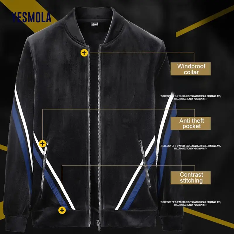 YESMOLA 2021 мужской зимний плюшевый утепленный костюм для отдыха 2 предмета