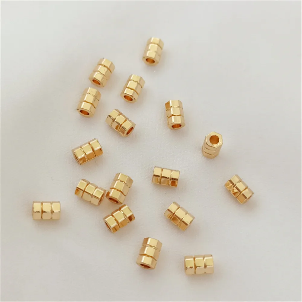

14K Plating Gold Filled hexagonal bucket bead Eye Bead Beaded Bracelet Necklace bead separated manual DIY jewelry accessories
