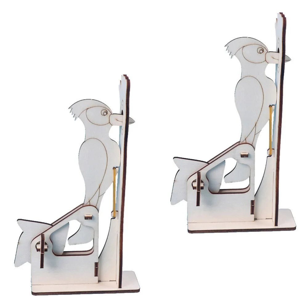 

2PCS DIY Woodpecker Model Educational Kids Creative Material(White)