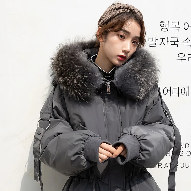 Женский пуховик размера плюс в Корейском стиле теплый с перьями короткая парка