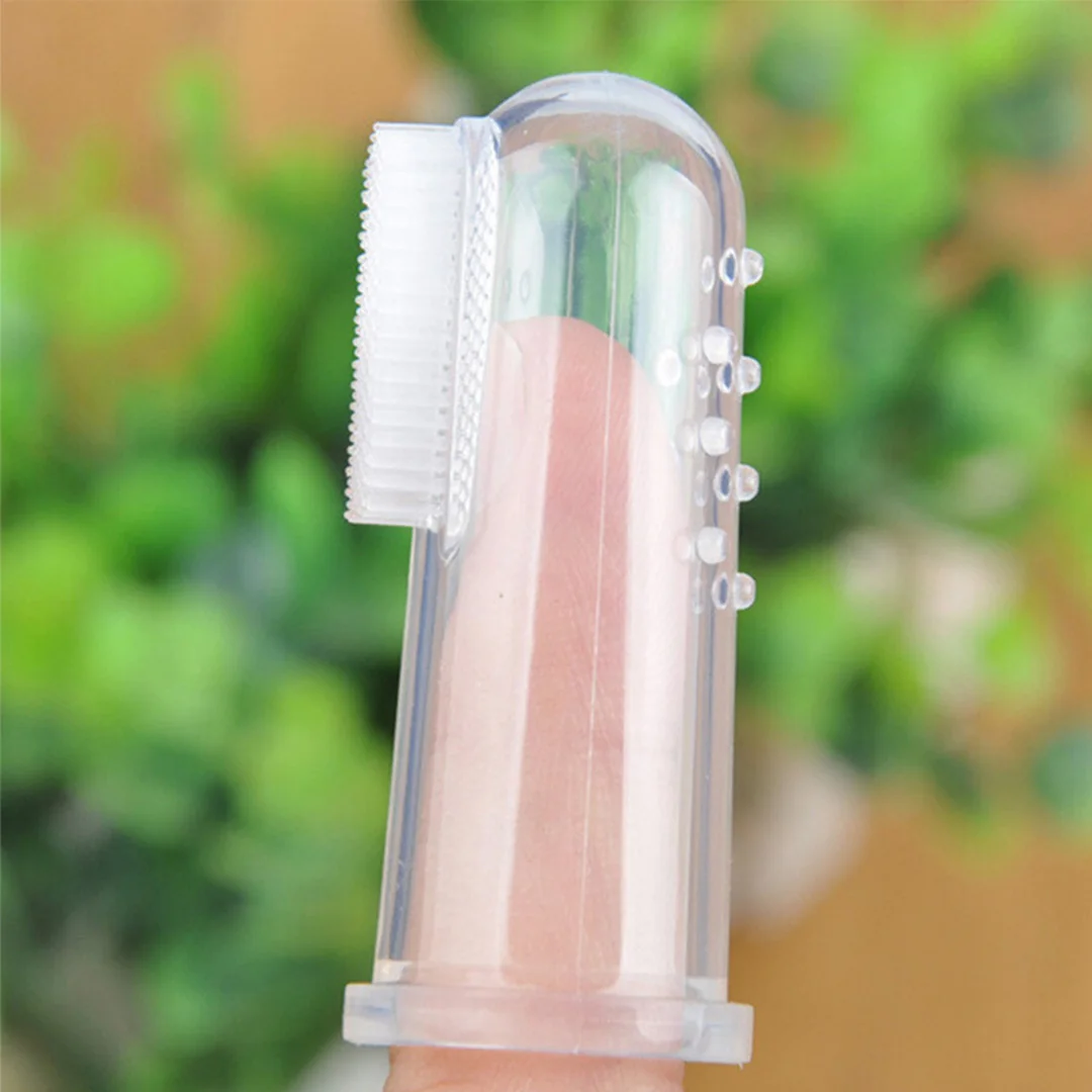 Cepillo de dientes de silicona suave para ni&ntilde;os y beb&eacute;s, masajeador de goma, 2 uds.-5